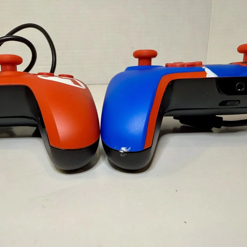 Lot of 2 PDP Gaming Faceoff Deluxe+ Wired Switch Pro Controller - Red/Blue Mario